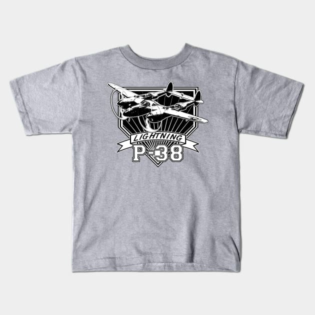 P-38 Lightning Kids T-Shirt by CoolCarVideos